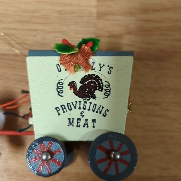 Kurt Adler O'Reilly's Provisions & Meat Wagon Wood Christmas Ornament 1979 - Picture 9 of 9